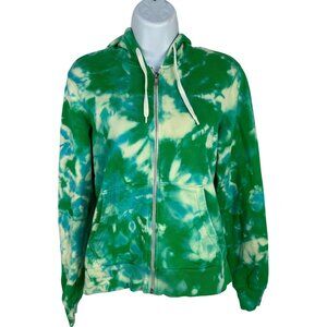 Divided By H&M Womens Zip-Up Hoodie Size 8 Green Tie-Dye Cotton Casual Fit